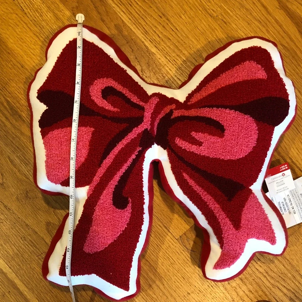 New with tag Celebrate It Red and Pink Bow Holiday Pillow